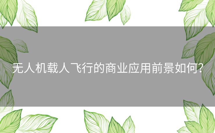 无人机载人飞行的商业应用前景如何？