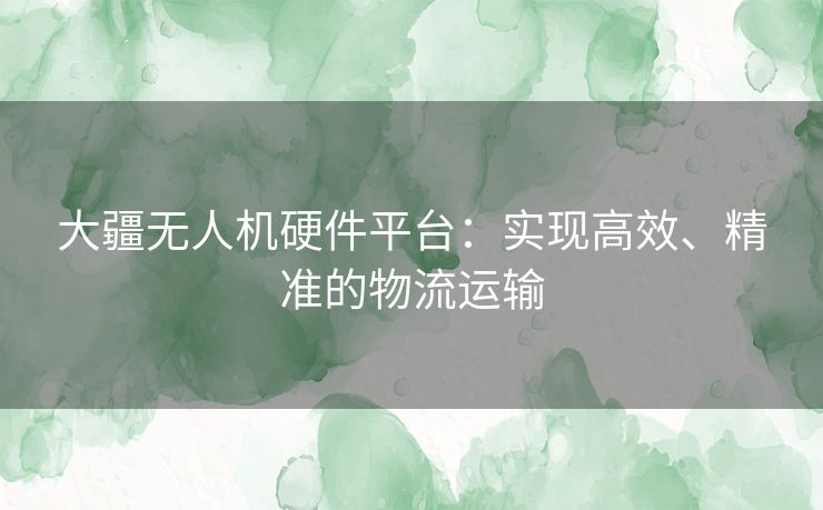 大疆无人机硬件平台：实现高效、精准的物流运输