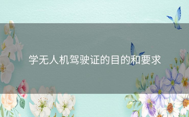 学无人机驾驶证的目的和要求