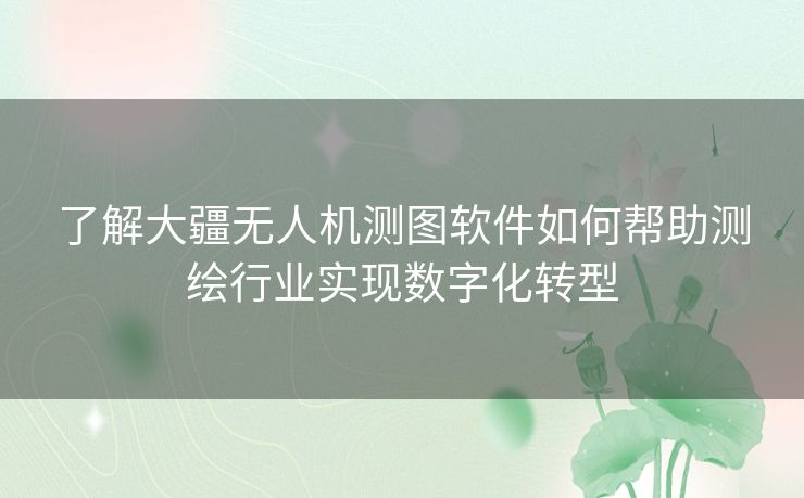 了解大疆无人机测图软件如何帮助测绘行业实现数字化转型