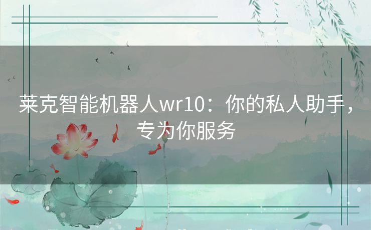 莱克智能机器人wr10：你的私人助手，专为你服务