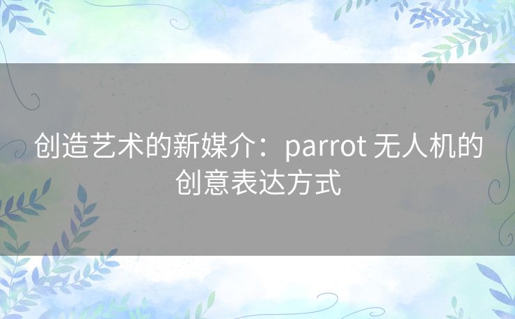 创造艺术的新媒介：parrot 无人机的创意表达方式