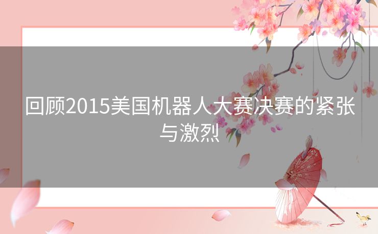 回顾2015美国机器人大赛决赛的紧张与激烈