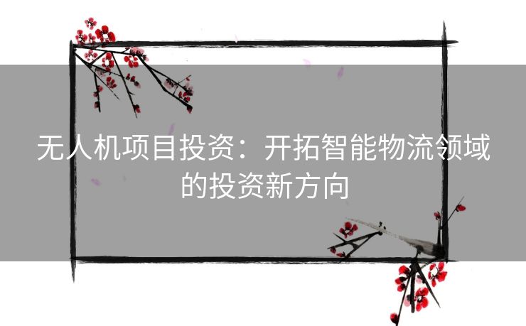 无人机项目投资：开拓智能物流领域的投资新方向