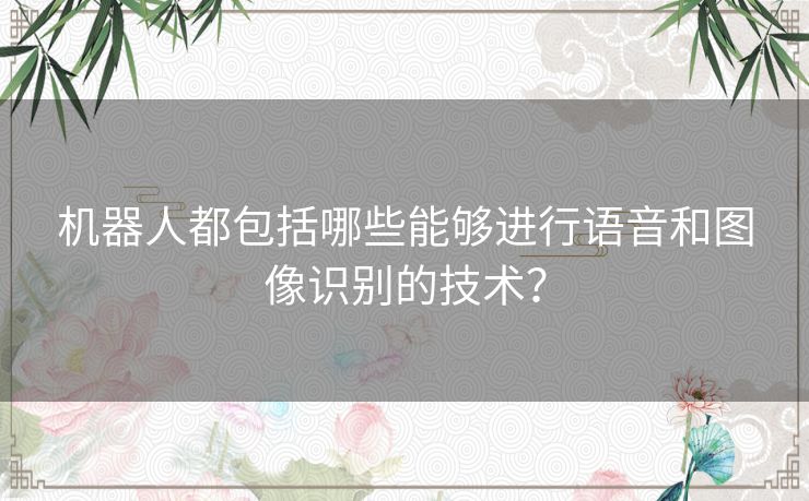 机器人都包括哪些能够进行语音和图像识别的技术？