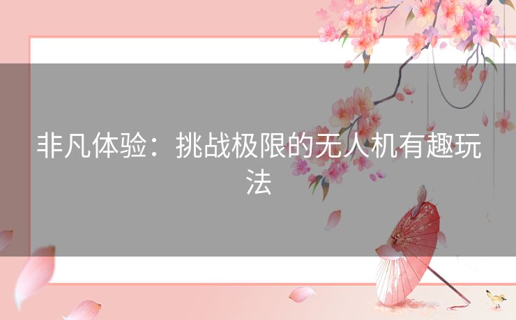 非凡体验：挑战极限的无人机有趣玩法