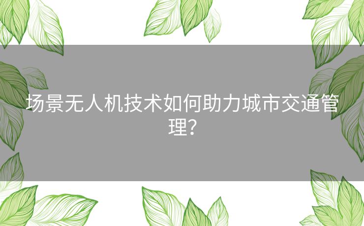 场景无人机技术如何助力城市交通管理？