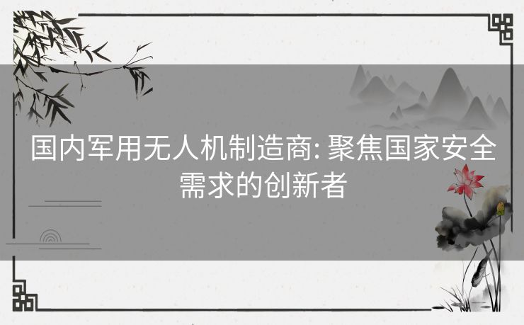 国内军用无人机制造商: 聚焦国家安全需求的创新者