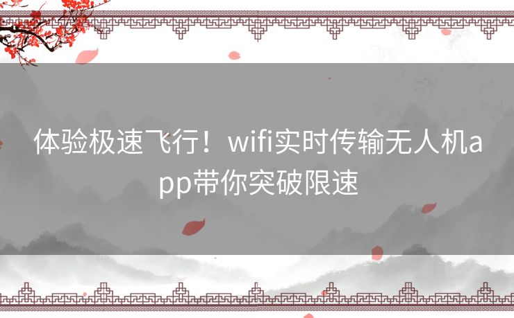 体验极速飞行！wifi实时传输无人机app带你突破限速