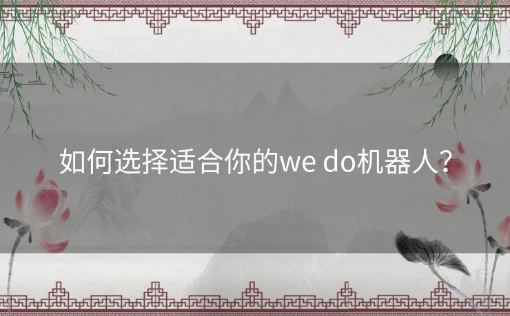 如何选择适合你的we do机器人？