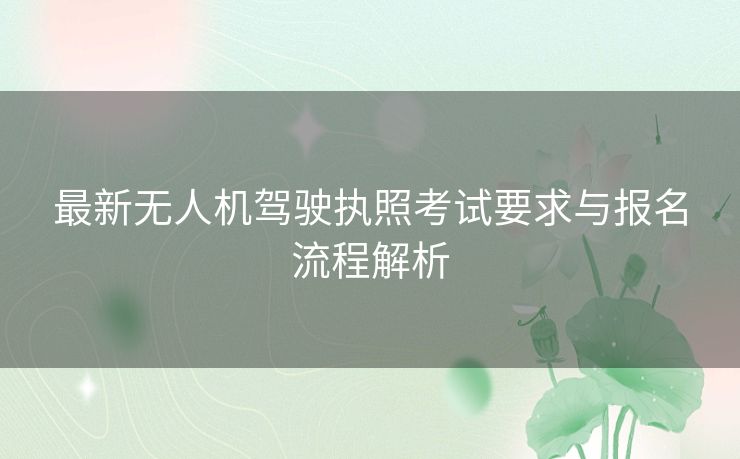 最新无人机驾驶执照考试要求与报名流程解析