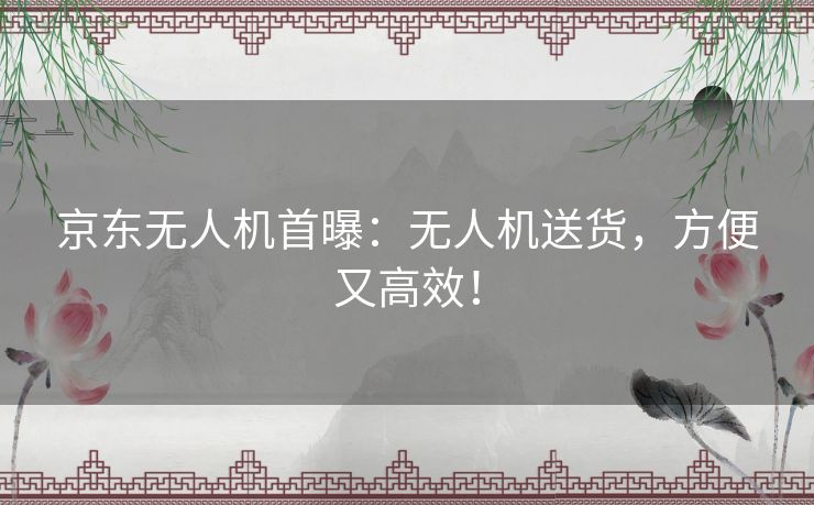 京东无人机首曝：无人机送货，方便又高效！