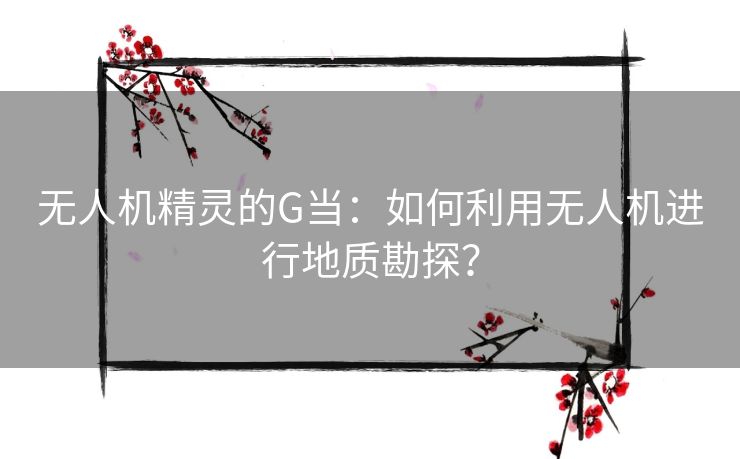 无人机精灵的G当：如何利用无人机进行地质勘探？