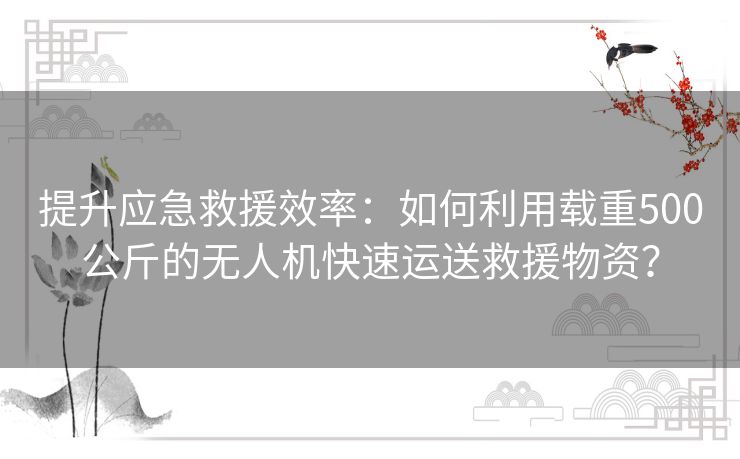 提升应急救援效率：如何利用载重500公斤的无人机快速运送救援物资？