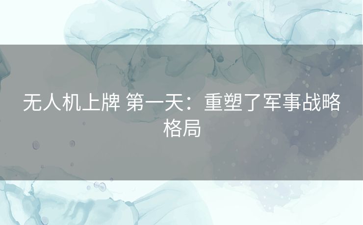 无人机上牌 第一天：重塑了军事战略格局