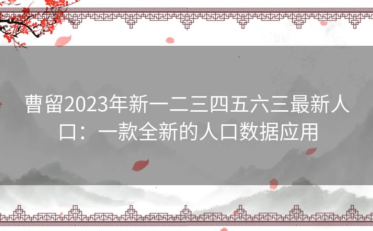 曹留2023年新一二三四五六三最新人口：一款全新的人口数据应用