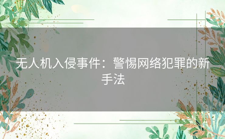 无人机入侵事件：警惕网络犯罪的新手法