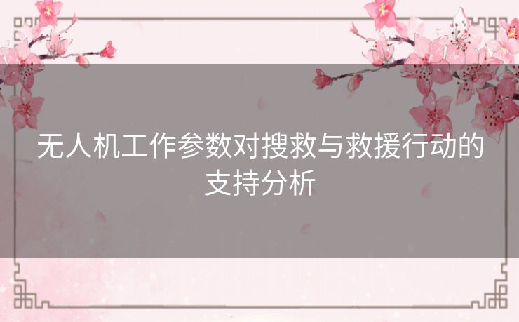 无人机工作参数对搜救与救援行动的支持分析