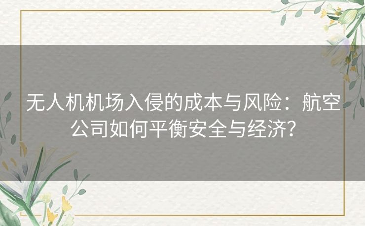 无人机机场入侵的成本与风险：航空公司如何平衡安全与经济？