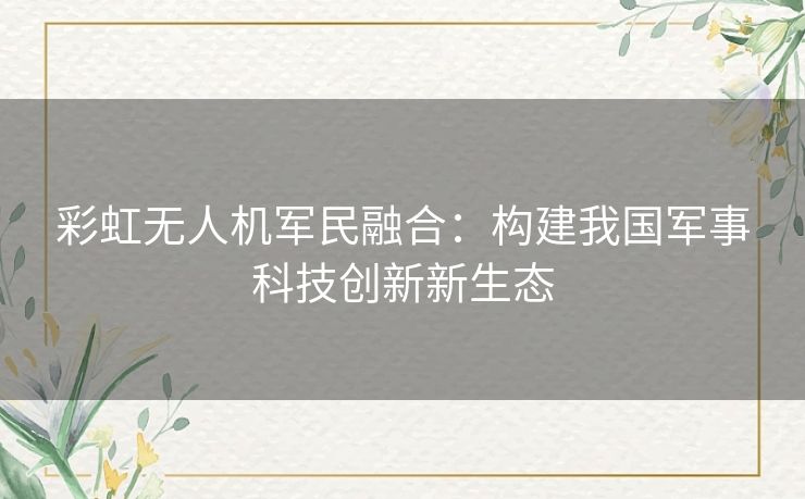 彩虹无人机军民融合：构建我国军事科技创新新生态