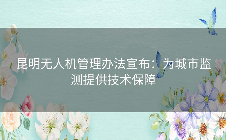 昆明无人机管理办法宣布：为城市监测提供技术保障