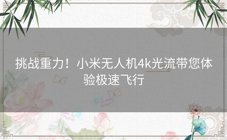 挑战重力！小米无人机4k光流带您体验极速飞行