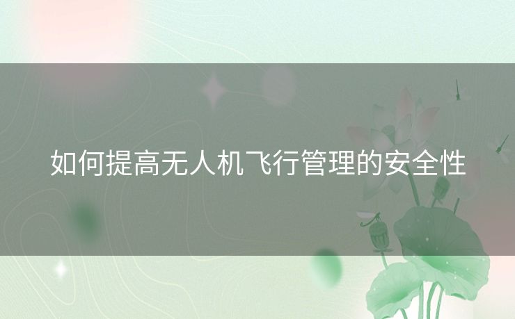 如何提高无人机飞行管理的安全性