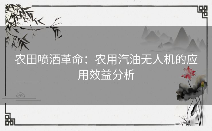 农田喷洒革命：农用汽油无人机的应用效益分析