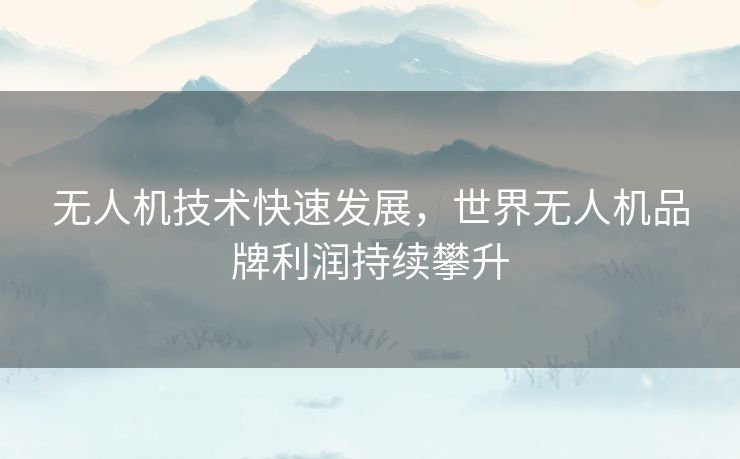 无人机技术快速发展，世界无人机品牌利润持续攀升