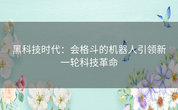 黑科技时代：会格斗的机器人引领新一轮科技革命