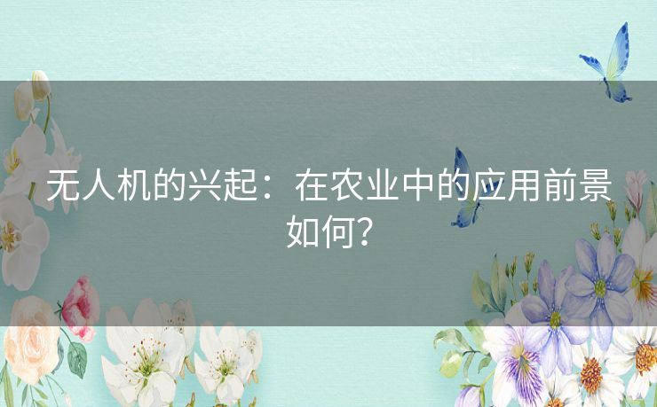 无人机的兴起：在农业中的应用前景如何？