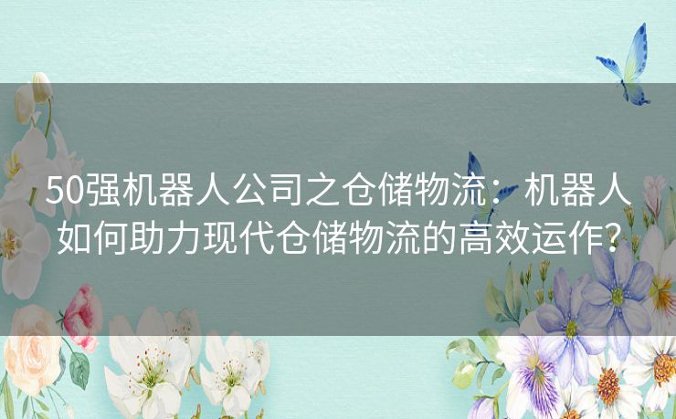 50强机器人公司之仓储物流：机器人如何助力现代仓储物流的高效运作？