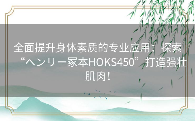 全面提升身体素质的专业应用：探索“ヘンリー冢本HOKS450”打造强壮肌肉！