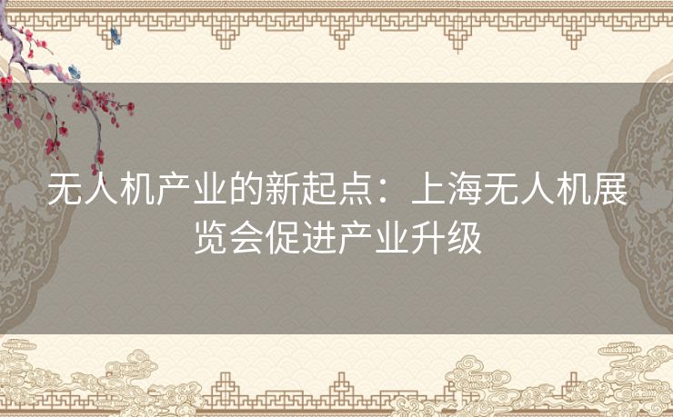 无人机产业的新起点：上海无人机展览会促进产业升级