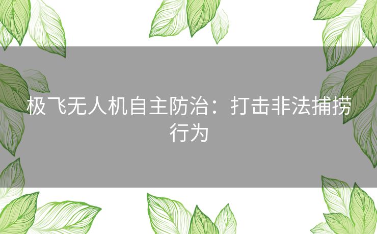 极飞无人机自主防治：打击非法捕捞行为