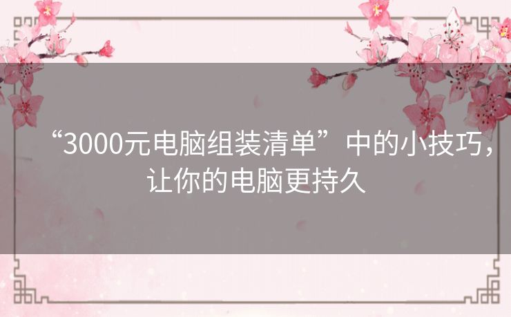 “3000元电脑组装清单”中的小技巧，让你的电脑更持久