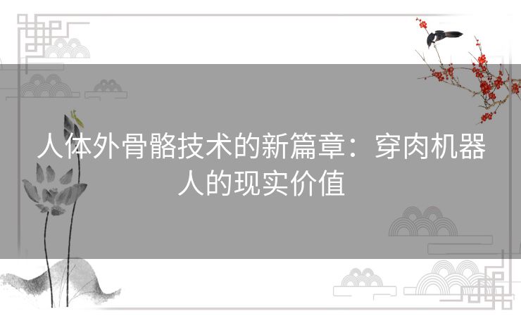 人体外骨骼技术的新篇章：穿肉机器人的现实价值