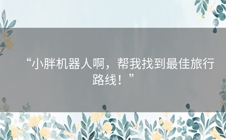 “小胖机器人啊，帮我找到最佳旅行路线！”