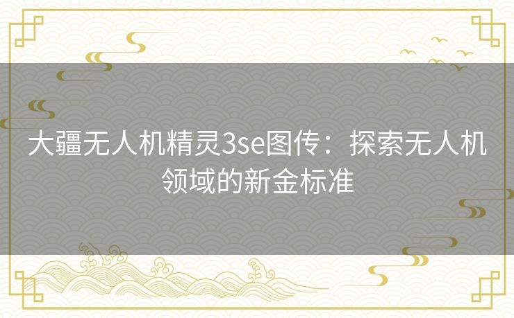 大疆无人机精灵3se图传：探索无人机领域的新金标准