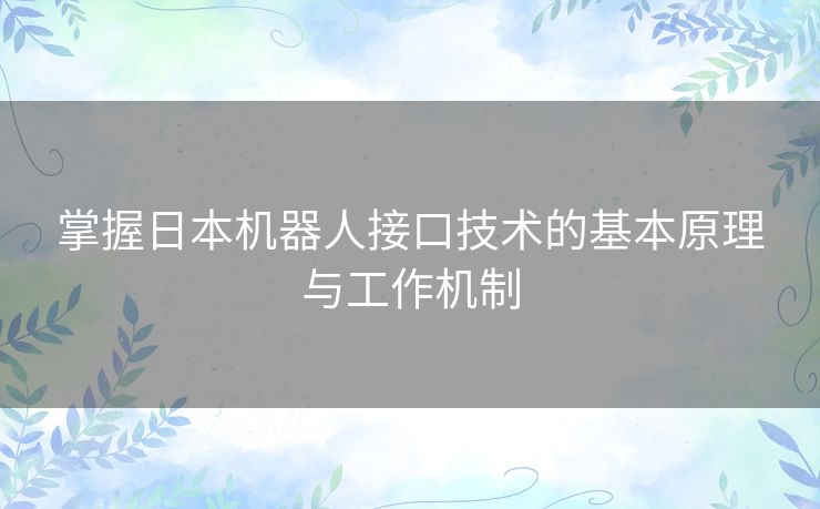 掌握日本机器人接口技术的基本原理与工作机制