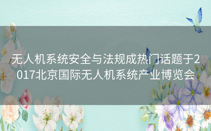 无人机系统安全与法规成热门话题于2017北京国际无人机系统产业博览会