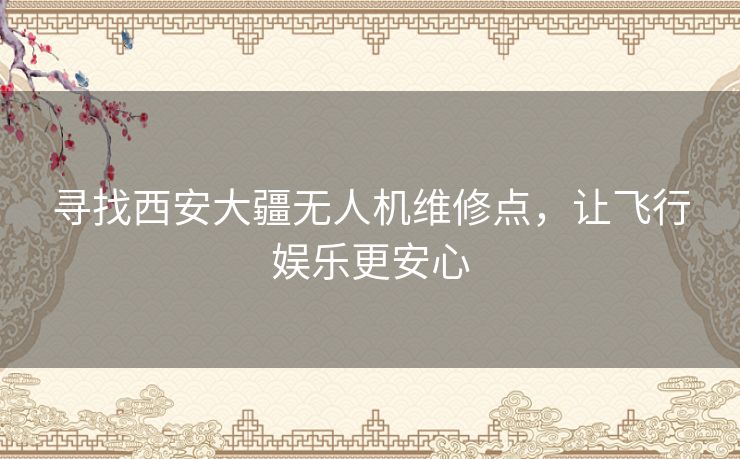 寻找西安大疆无人机维修点，让飞行娱乐更安心