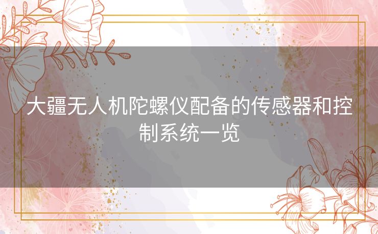 大疆无人机陀螺仪配备的传感器和控制系统一览