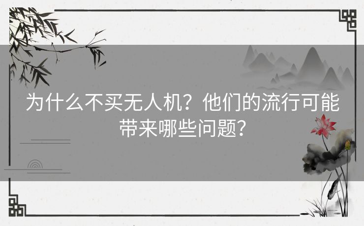 为什么不买无人机？他们的流行可能带来哪些问题？