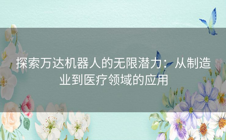 探索万达机器人的无限潜力：从制造业到医疗领域的应用