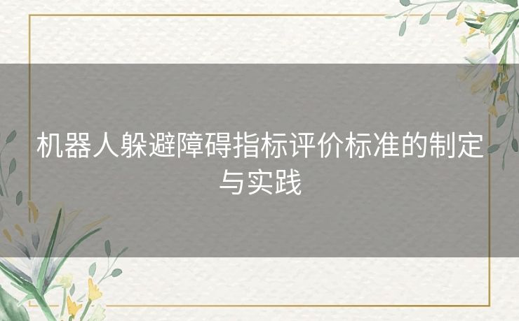 机器人躲避障碍指标评价标准的制定与实践