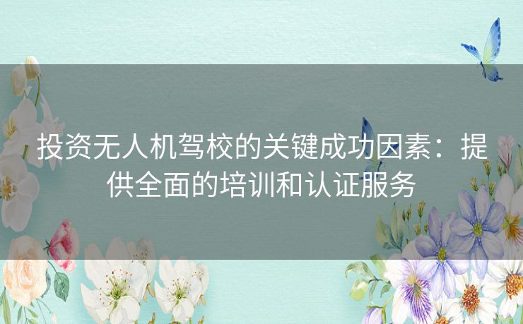 投资无人机驾校的关键成功因素：提供全面的培训和认证服务