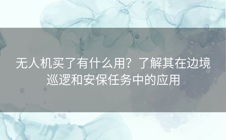 无人机买了有什么用？了解其在边境巡逻和安保任务中的应用