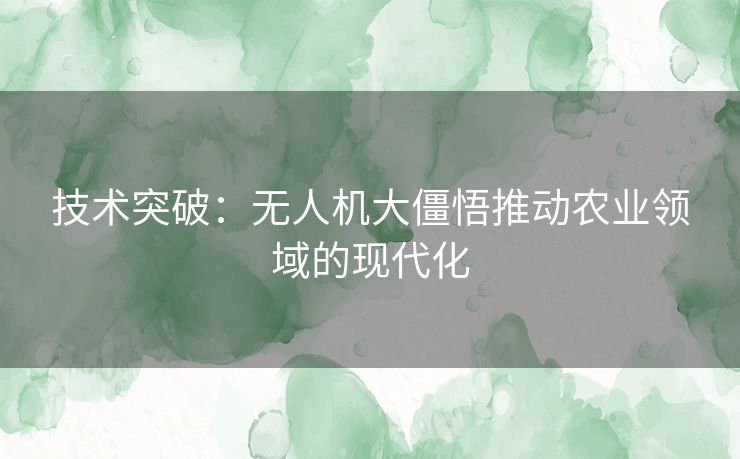 技术突破：无人机大僵悟推动农业领域的现代化