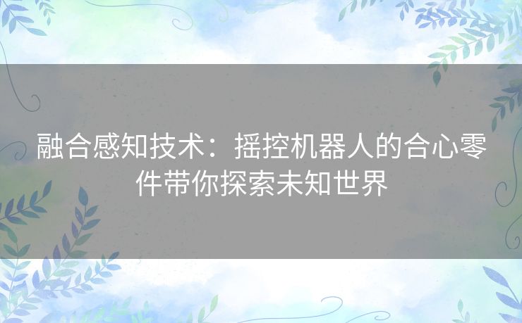 融合感知技术：摇控机器人的合心零件带你探索未知世界